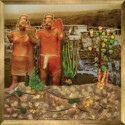 shadow box cover of digital print and objects