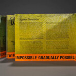 "The Necropolitics of Extraction" essay, "Against Extraction" close-up colorful artists' book of prints and type