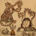 Wiri Wiri con Nagualito/ Chit Chat with Nagualito by Yreina D. Cervántez painting